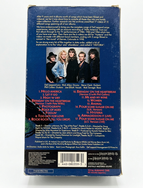 LOT 0911: DEF LEPPARD: HISTORIA (1988) — First Edition Music Video Compilation VHS